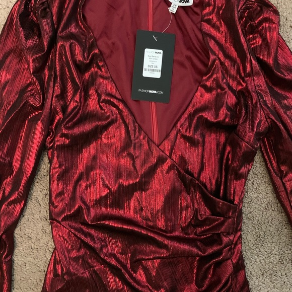 Fashion Nova Red Metallic Dress - Picture 4 of 6